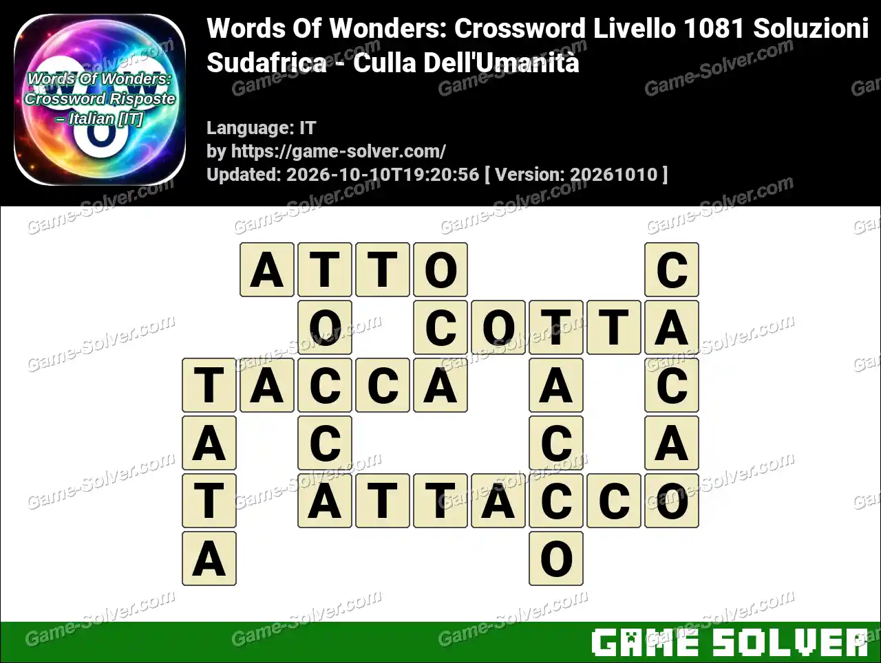 Words Of Wonders: Crossword Livello 1081 Soluzioni – Sudafrica – Culla Dell’Umanità